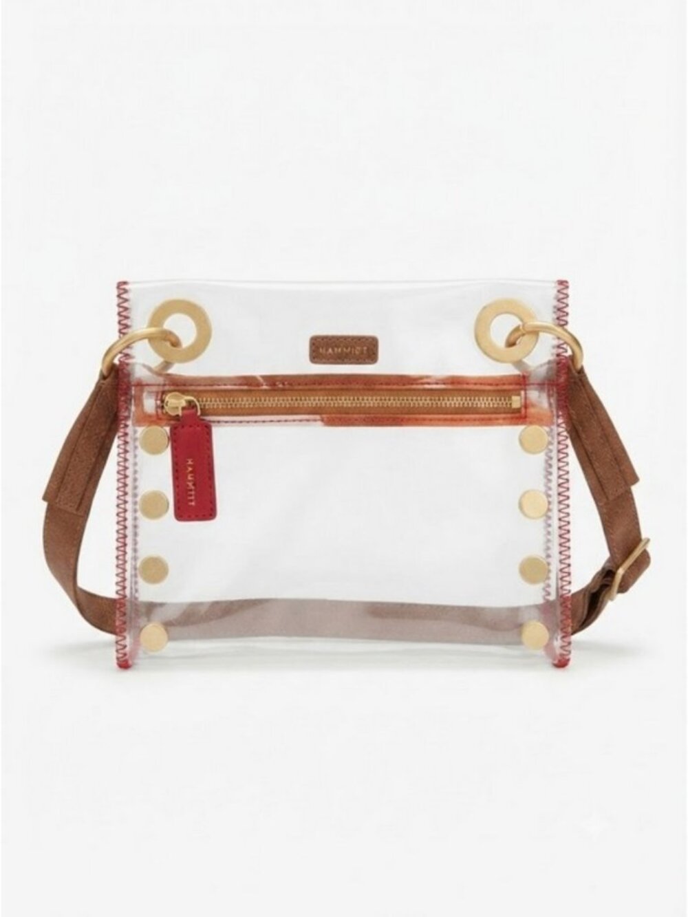 💕HAMMITT💕 Tony Small Bag ~ Clear Brushed Gold/Brown/Red NWT - Picture 2 of 13